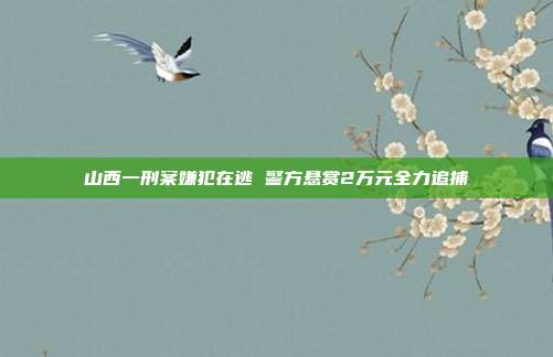 山西一刑案嫌犯在逃 警方悬赏2万元全力追捕